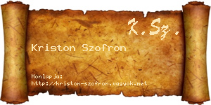 Kriston Szofron névjegykártya